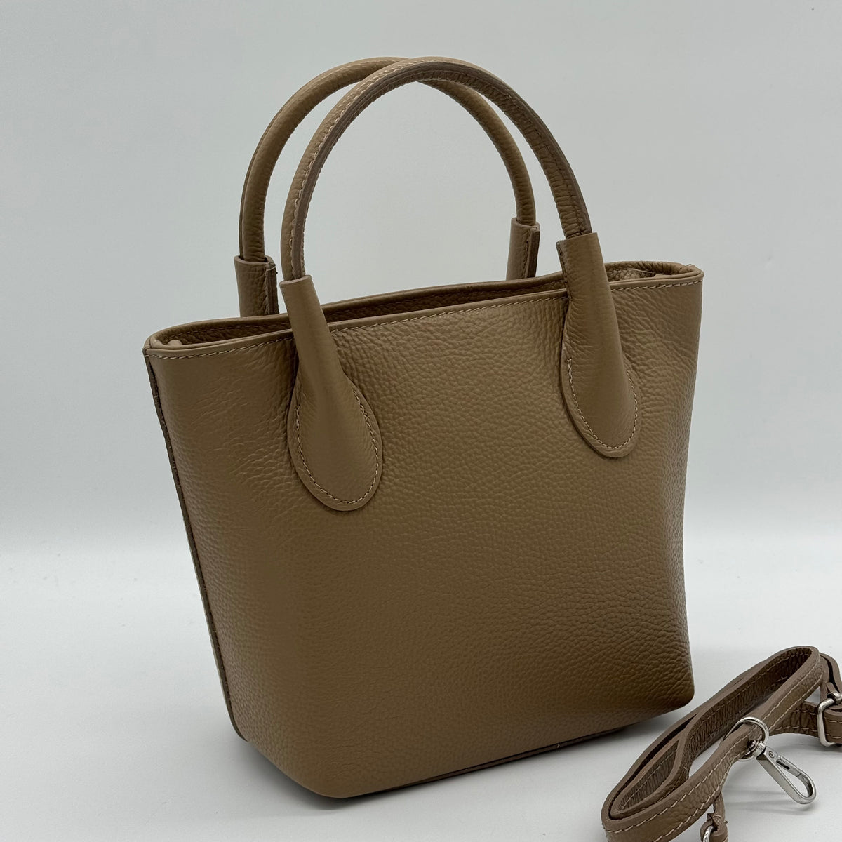 Leather Grab Crossbody Bucket Bag