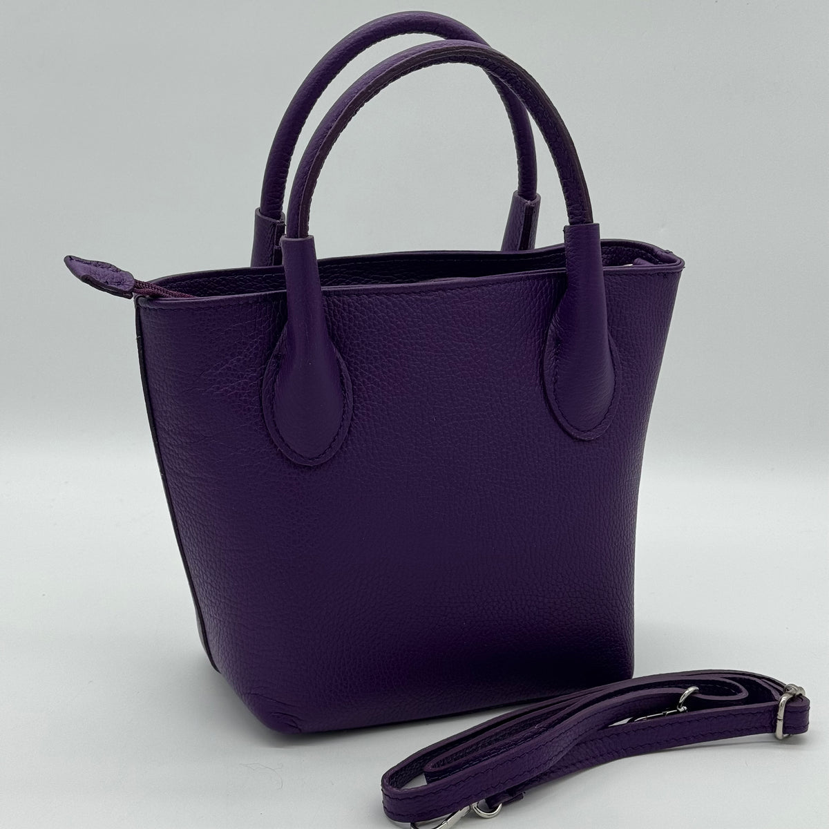 Leather Grab Crossbody Bucket Bag