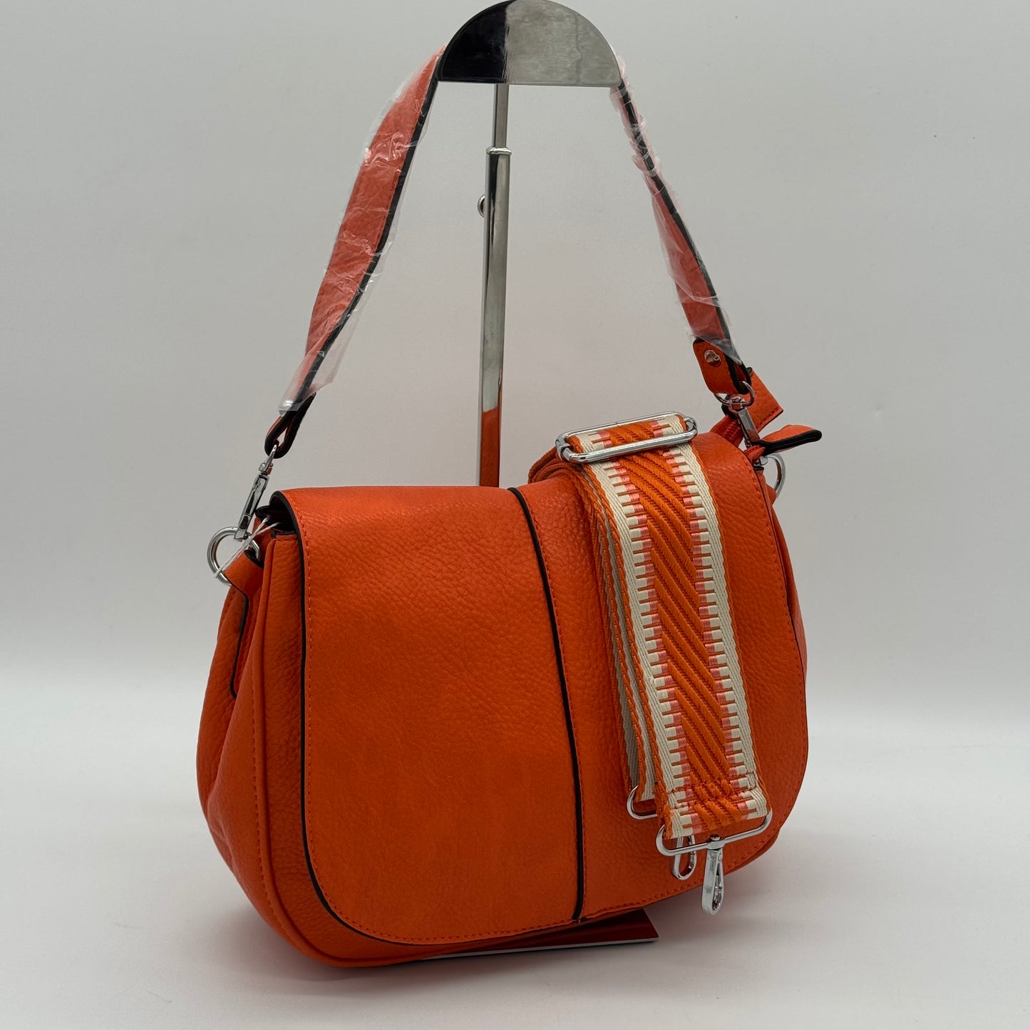 Faux Leather Crossbody Saddle Bag