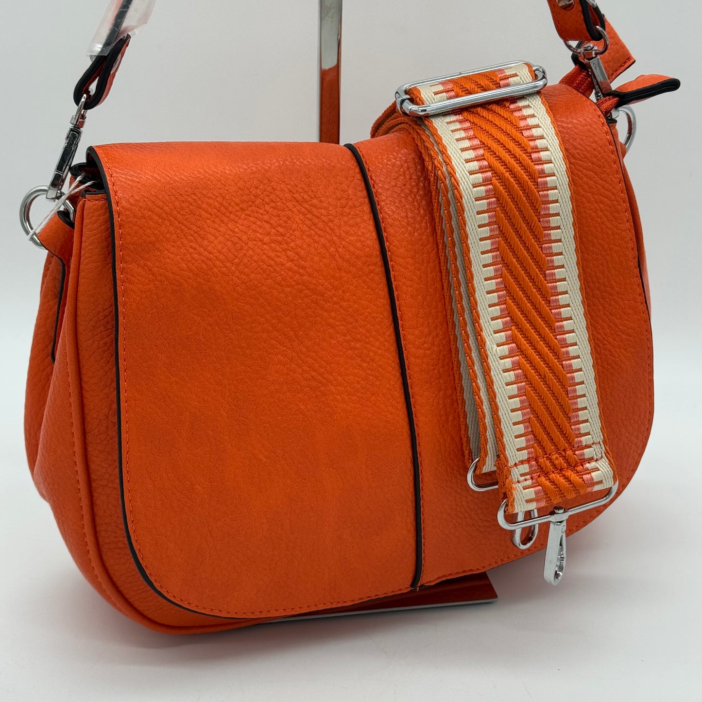 Faux Leather Crossbody Saddle Bag