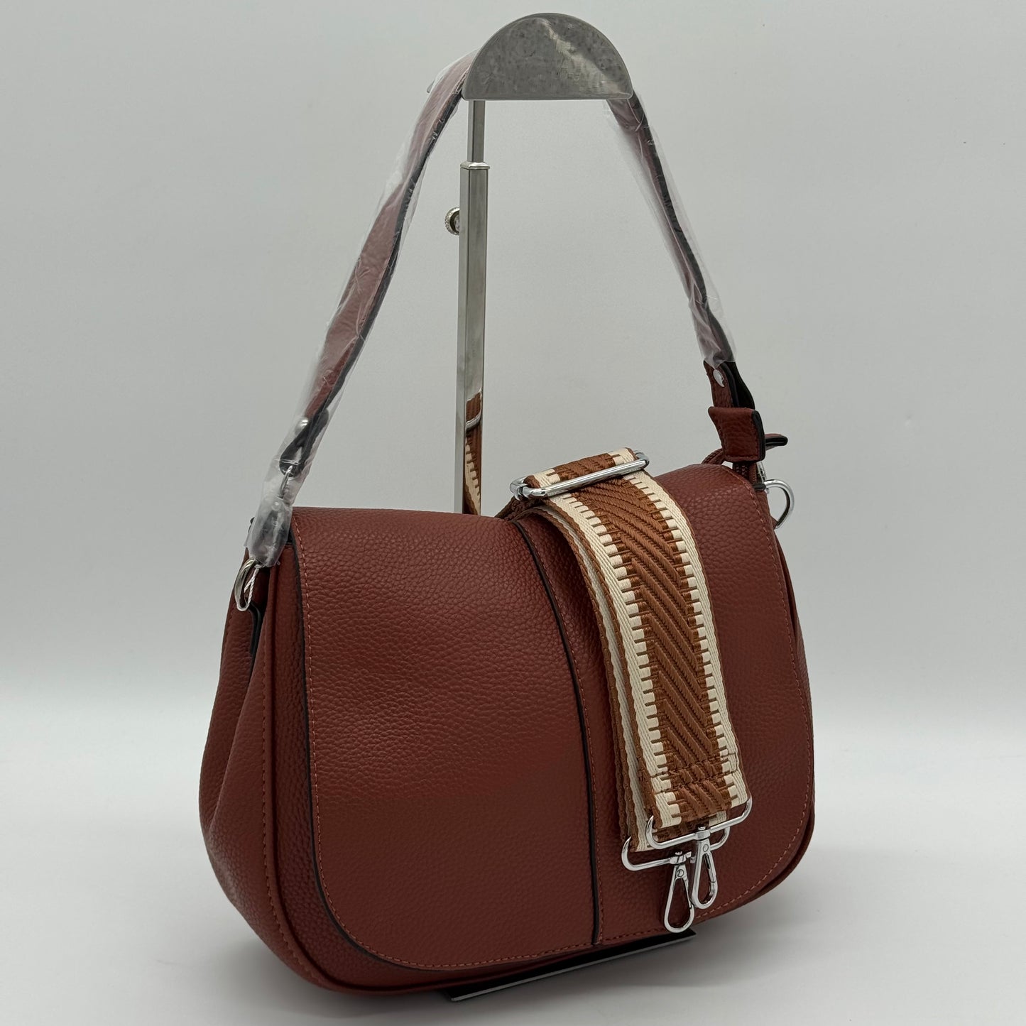 Faux Leather Crossbody Saddle Bag