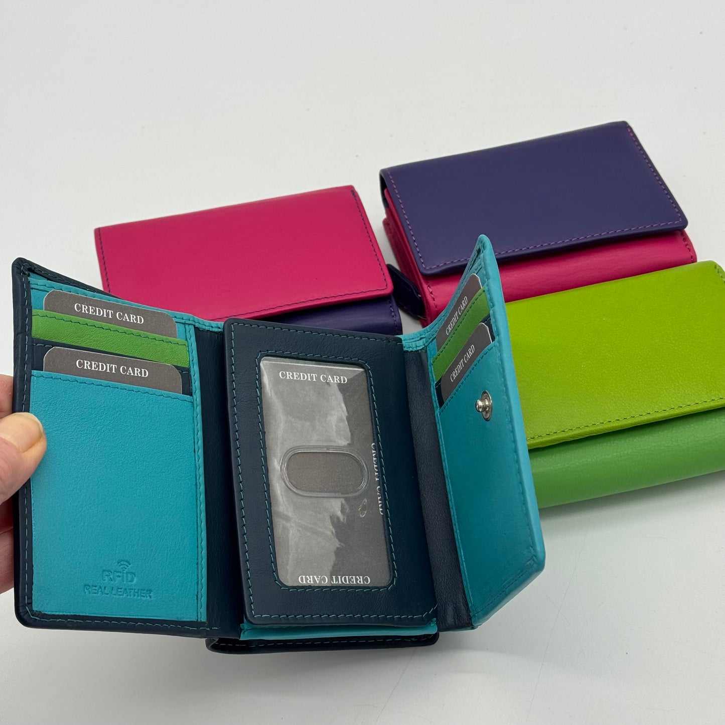 RFID Leather Multi Colour Wallet Purse