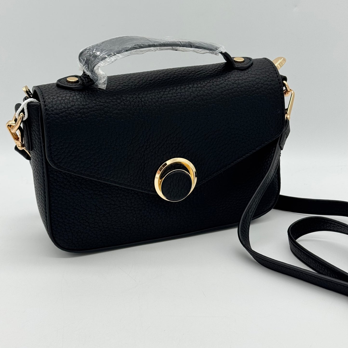 Faux Leather Crossbody Grab Bag