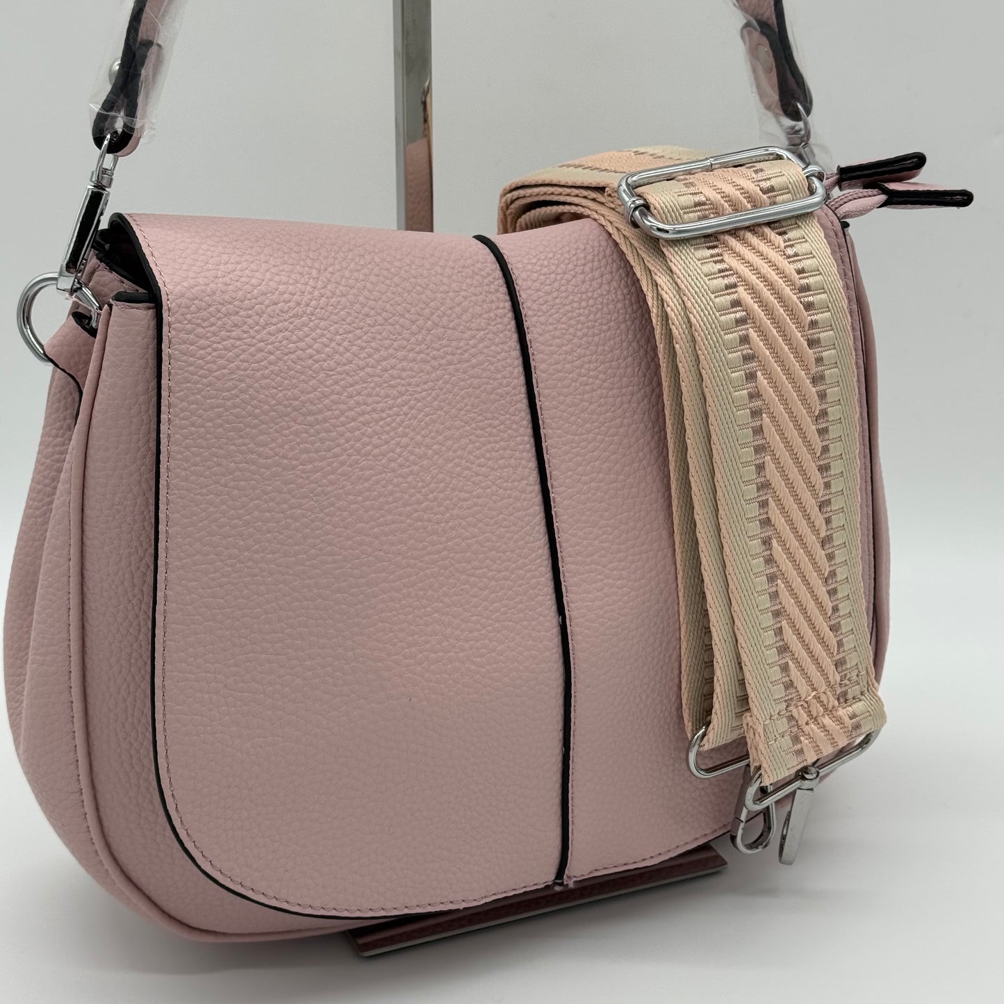 Faux Leather Crossbody Saddle Bag