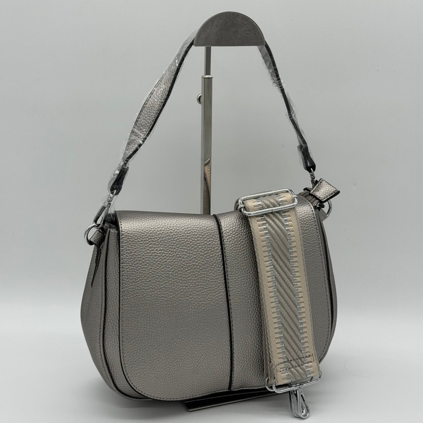 Faux Leather Crossbody Saddle Bag