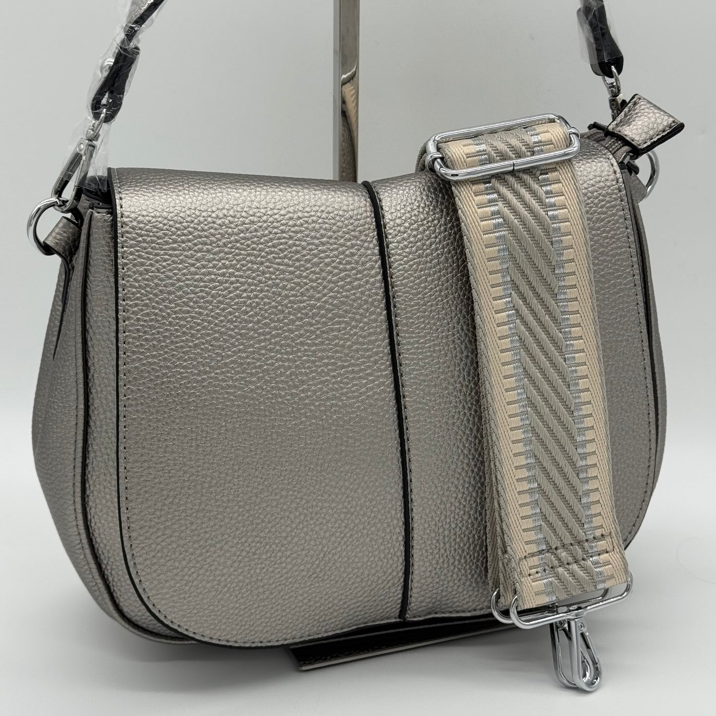Faux Leather Crossbody Saddle Bag