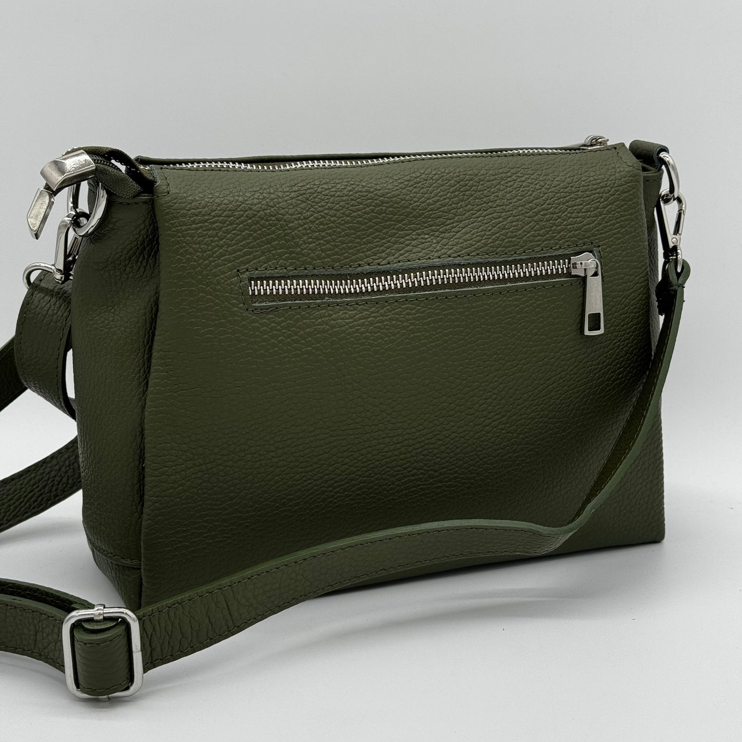 Leather Triple Compartment Crossbody Bag