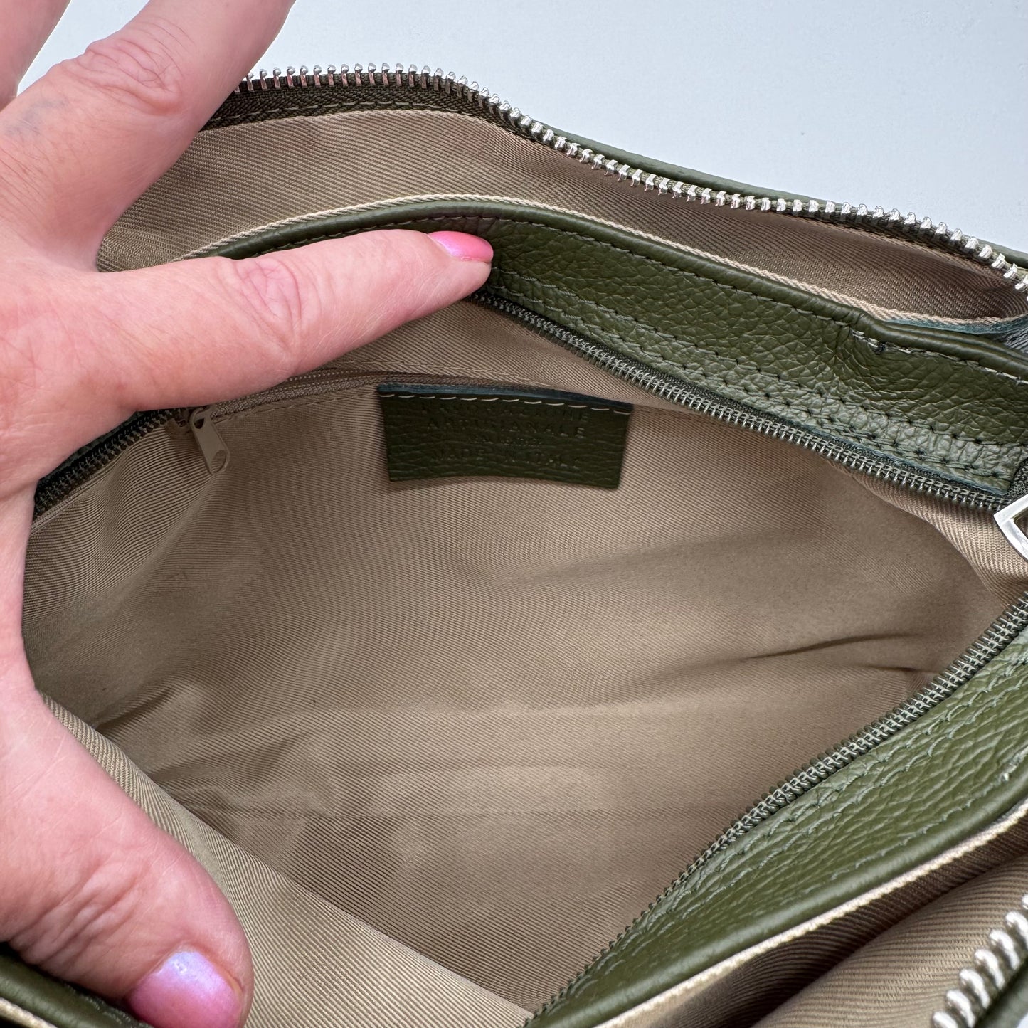 Leather Triple Compartment Crossbody Bag