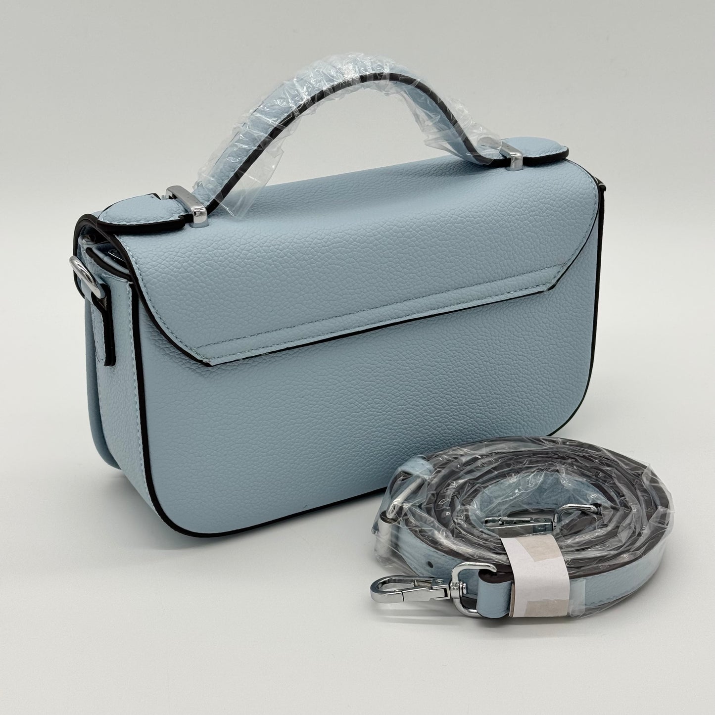 Faux Leather Crossbody Lock Grab Bag