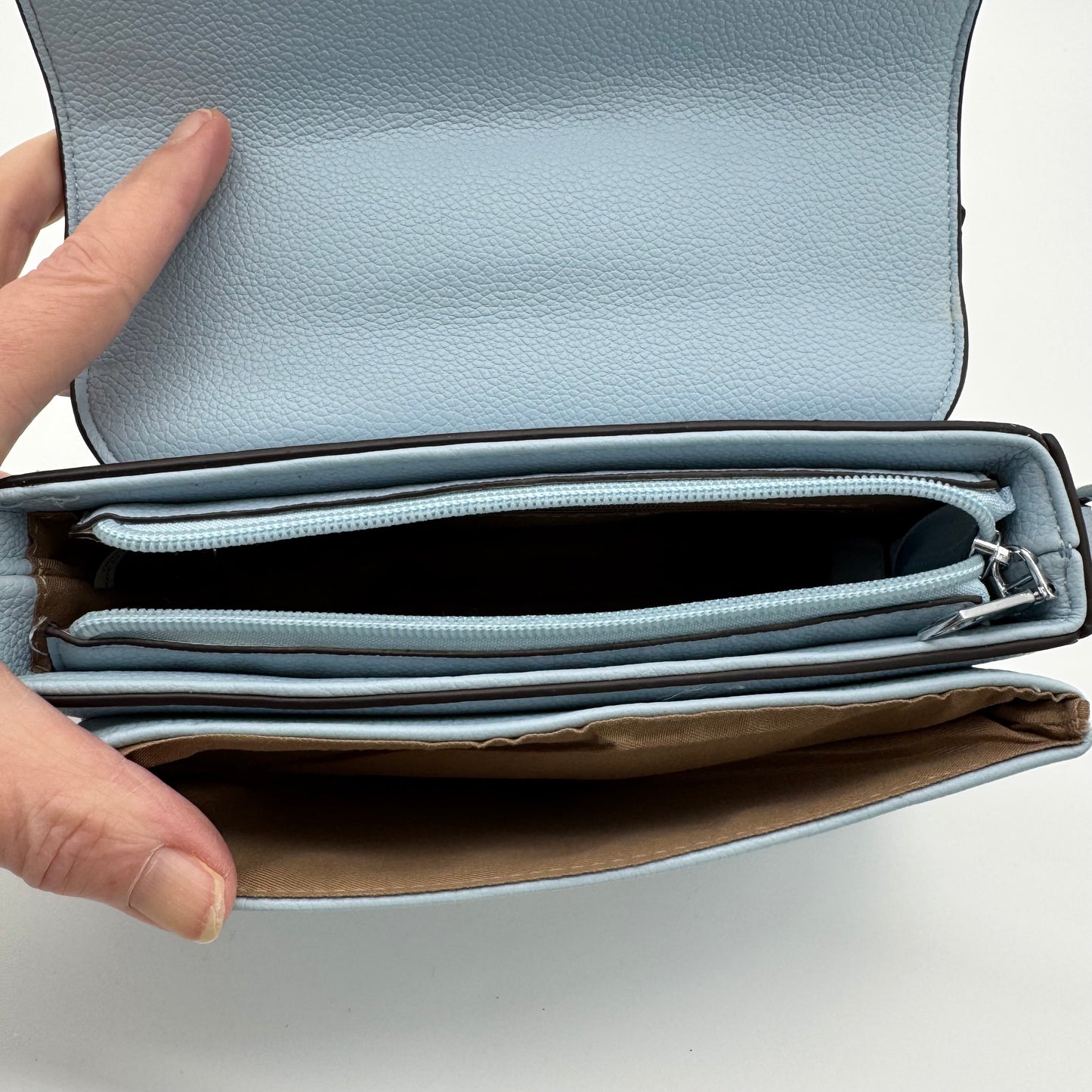 Faux Leather Crossbody Lock Grab Bag