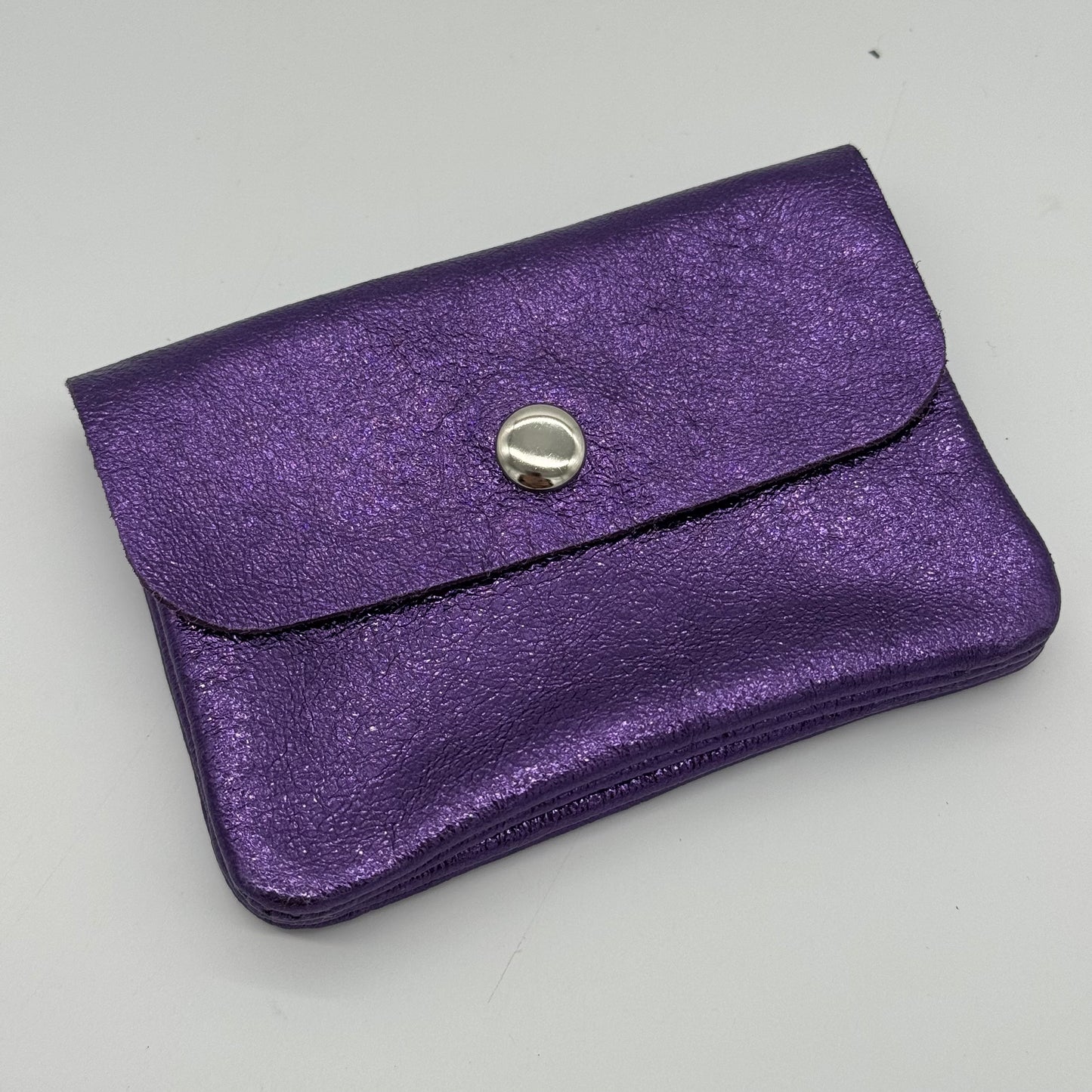 Leather Metallic Mini Popper Purse