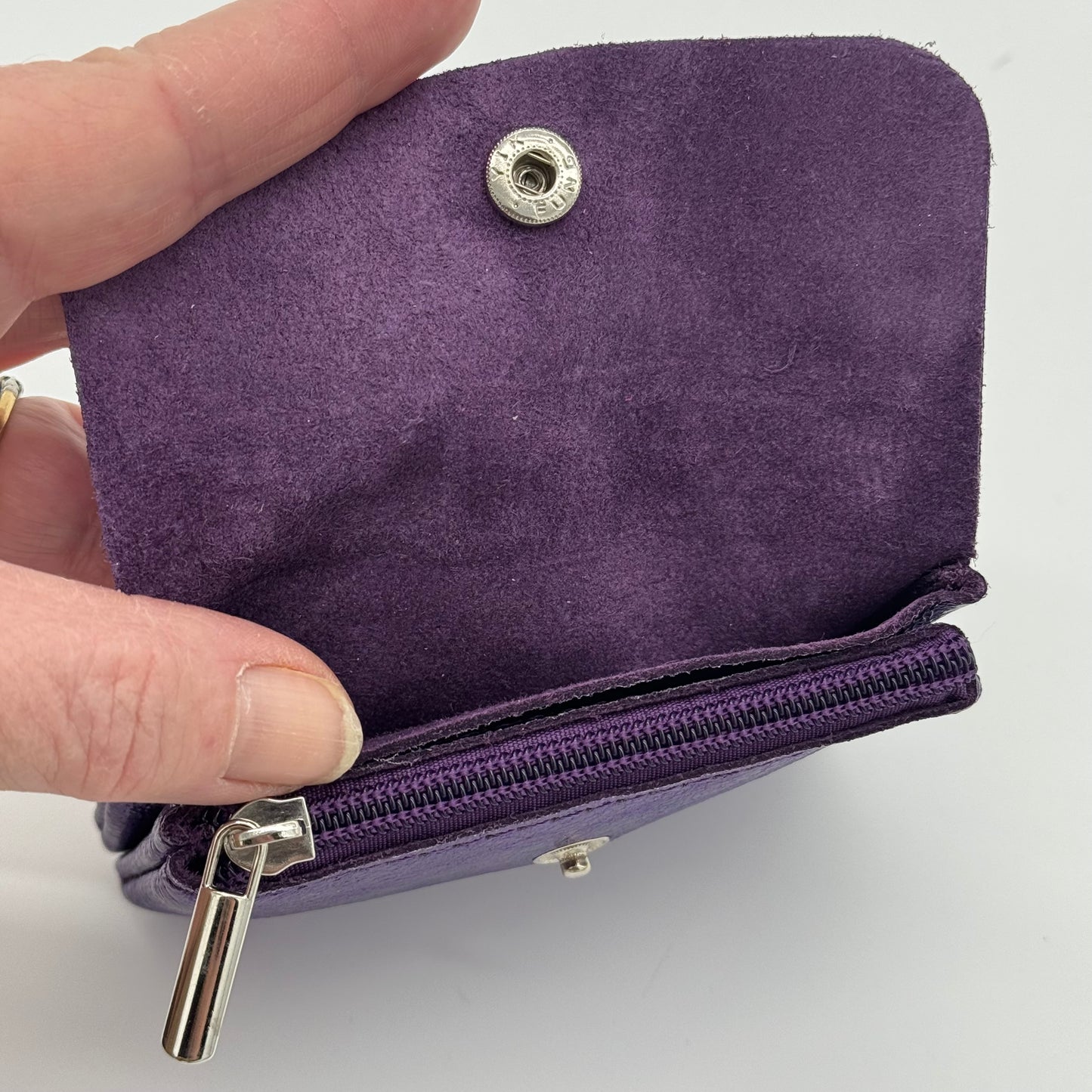 Leather Metallic Mini Popper Purse