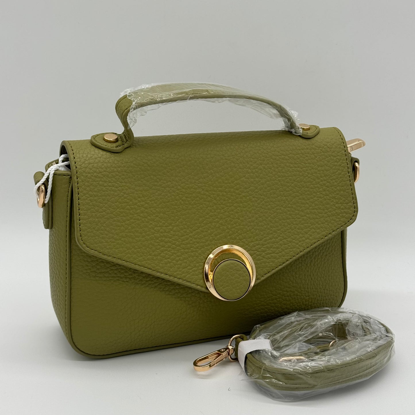 Faux Leather Crossbody Grab Bag