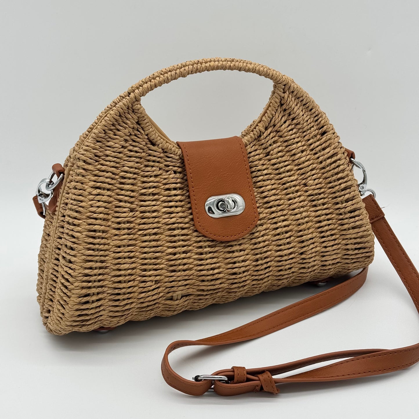Straw Crossbody Grab Bag