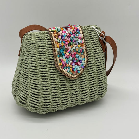 Straw Beaded Crossbody Bag