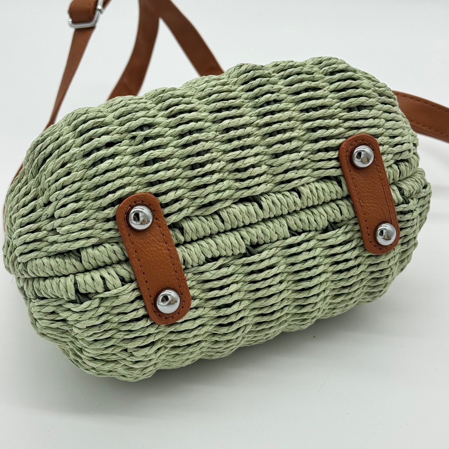 Straw Beaded Crossbody Bag