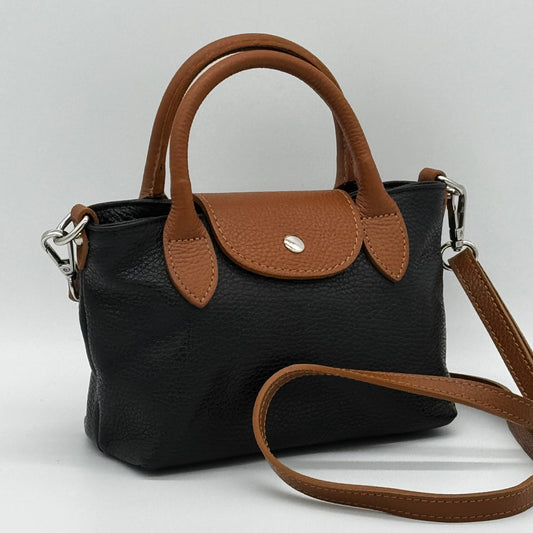 Leather Black Mini Tote Bag