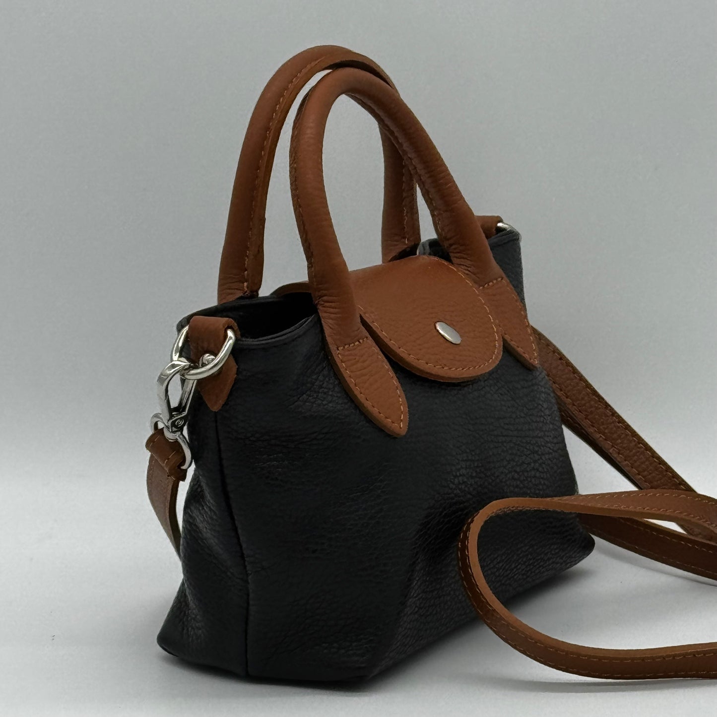 Leather Black Mini Tote Bag