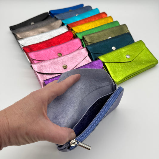 Leather Metallic Popper Purse