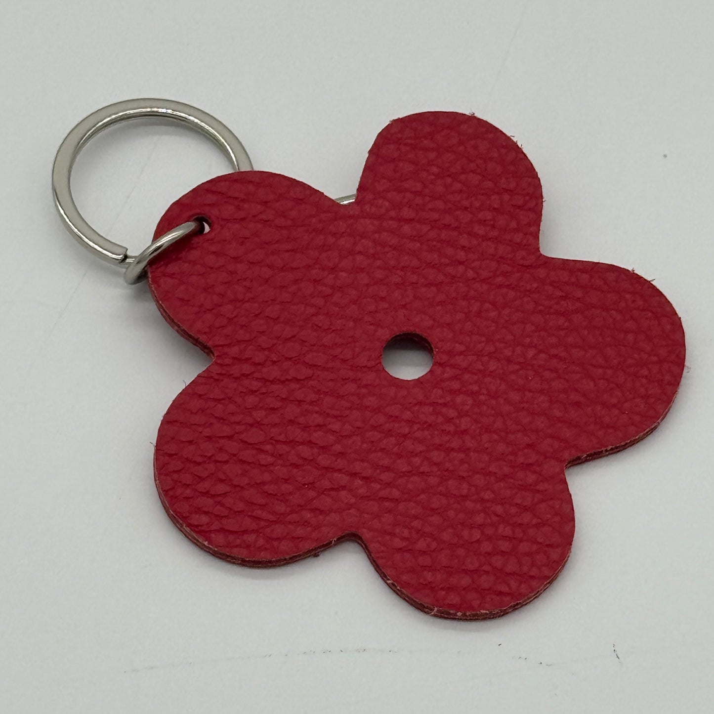 Leather Flower Bag Charm Keyring