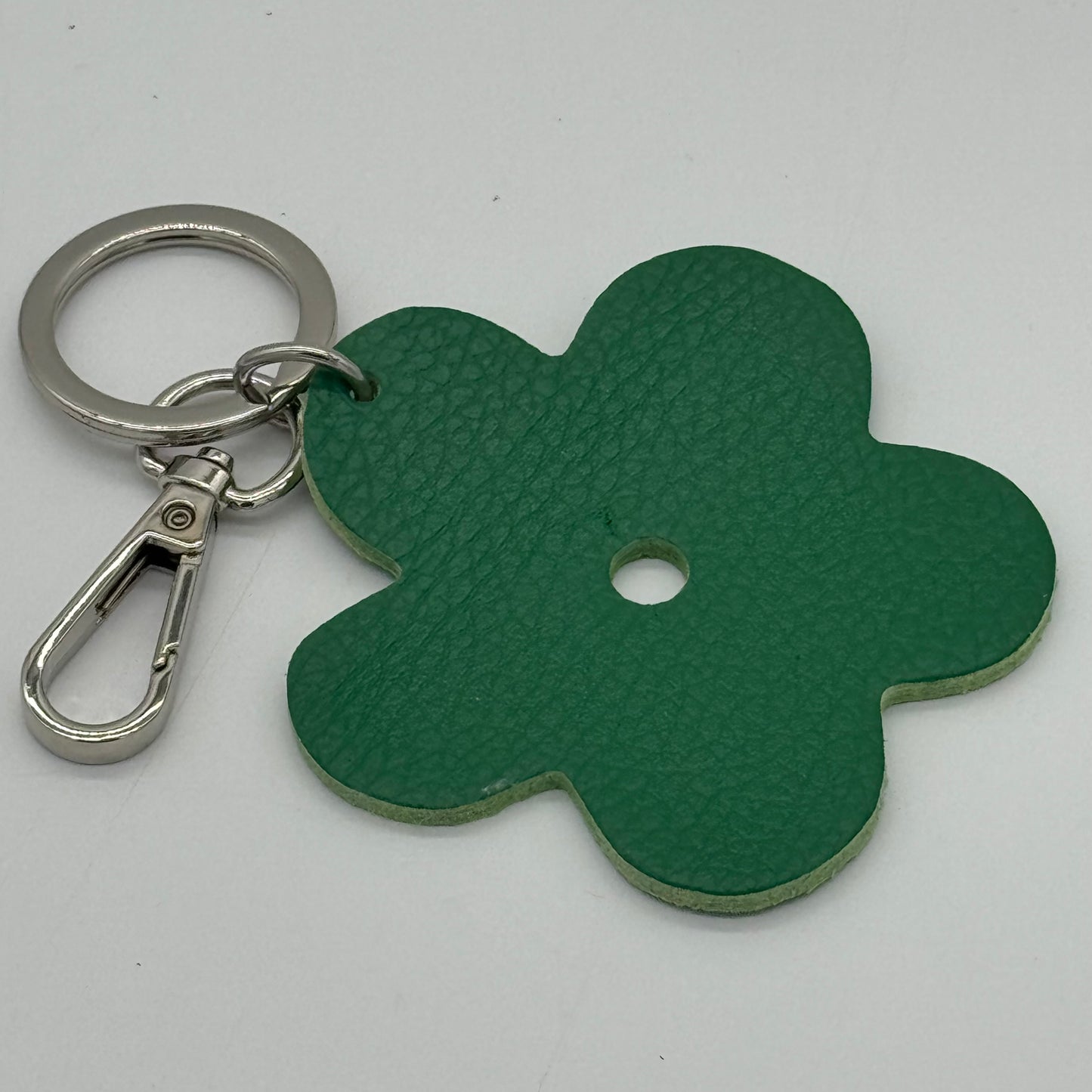 Leather Flower Bag Charm Keyring