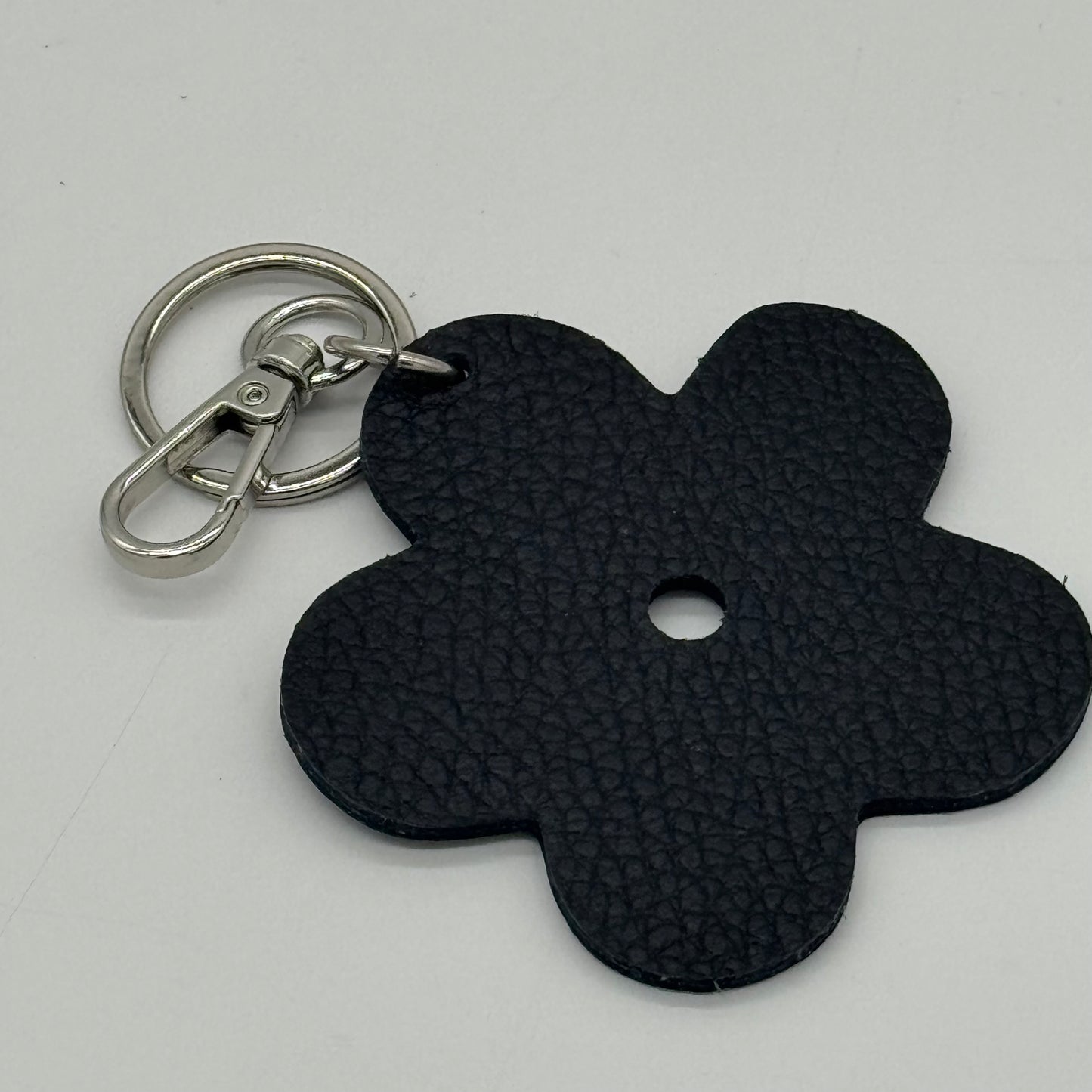 Leather Flower Bag Charm Keyring