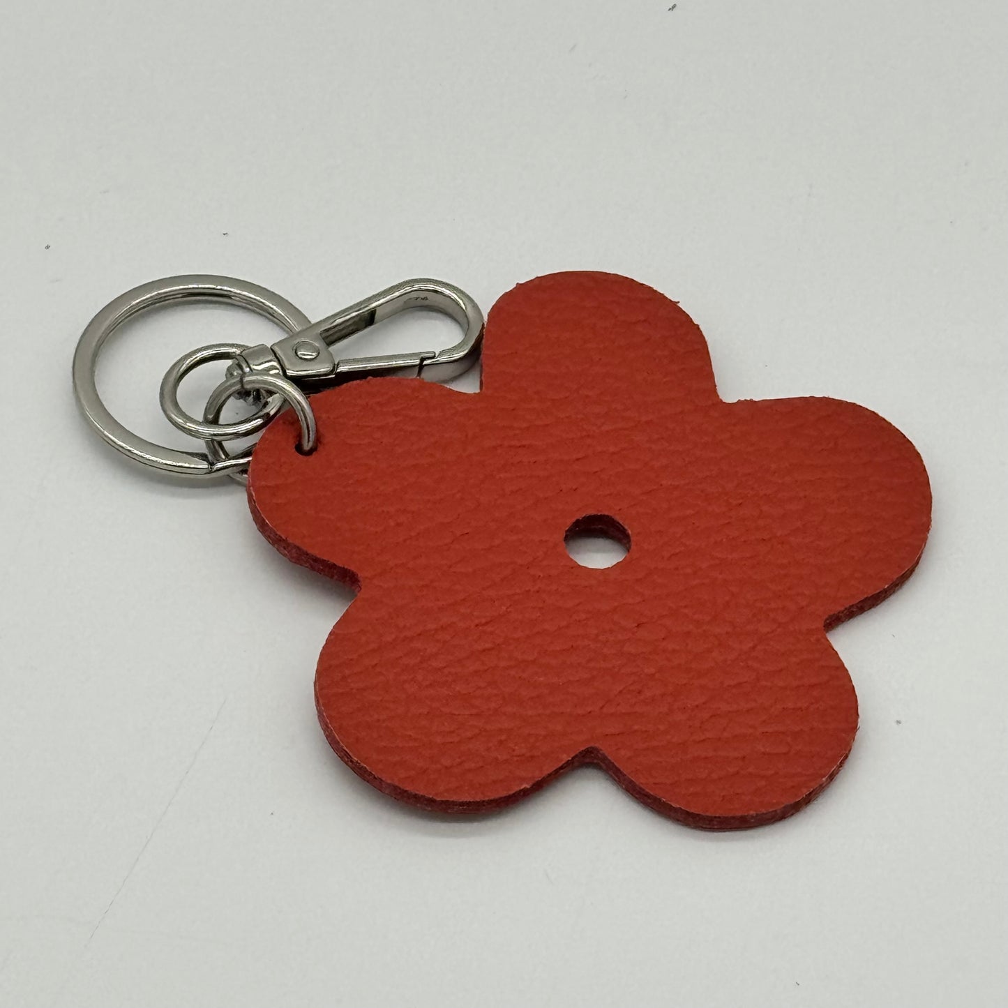 Leather Flower Bag Charm Keyring