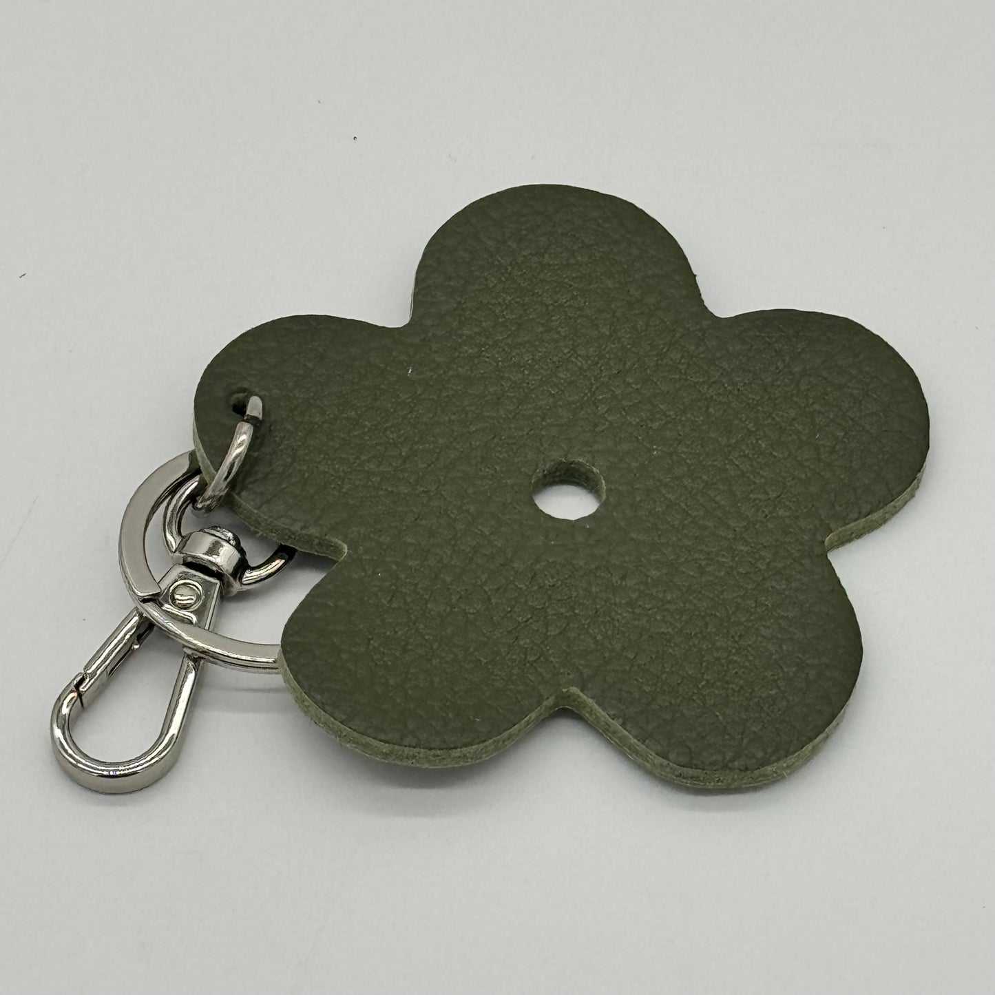 Leather Flower Bag Charm Keyring
