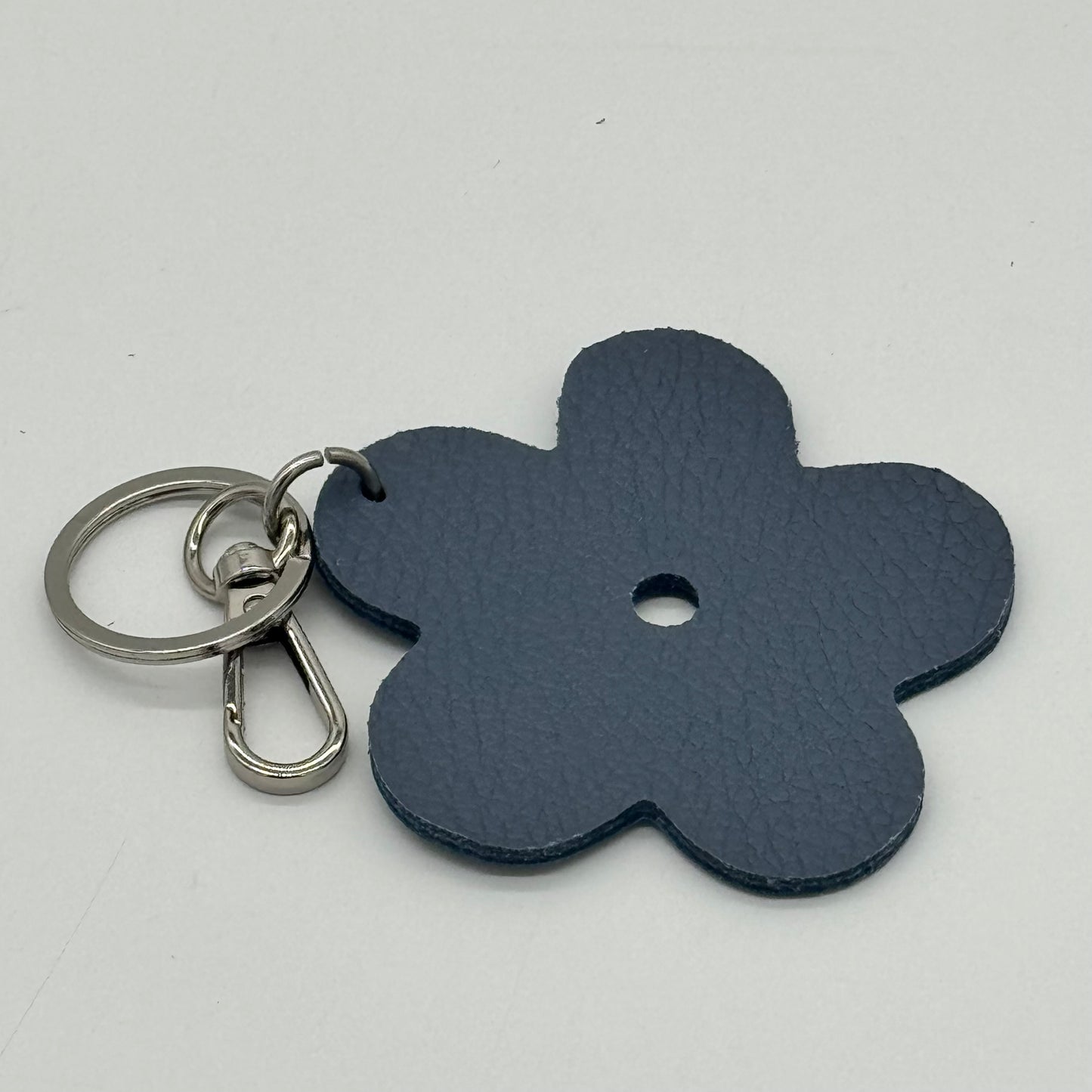 Leather Flower Bag Charm Keyring