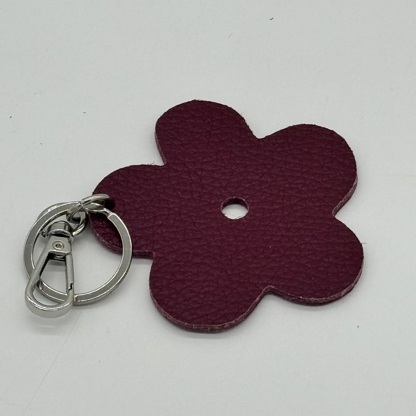 Leather Flower Bag Charm Keyring