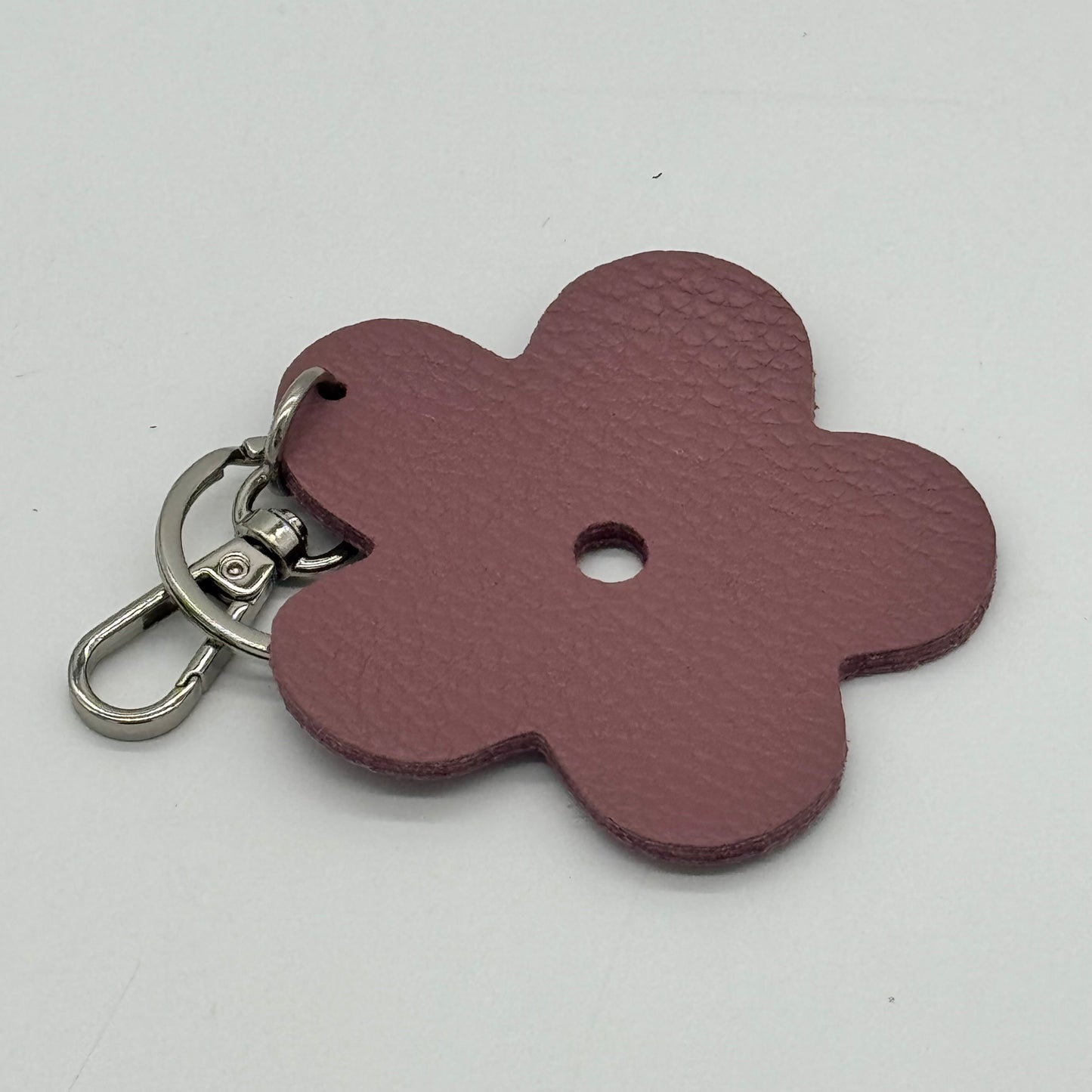 Leather Flower Bag Charm Keyring