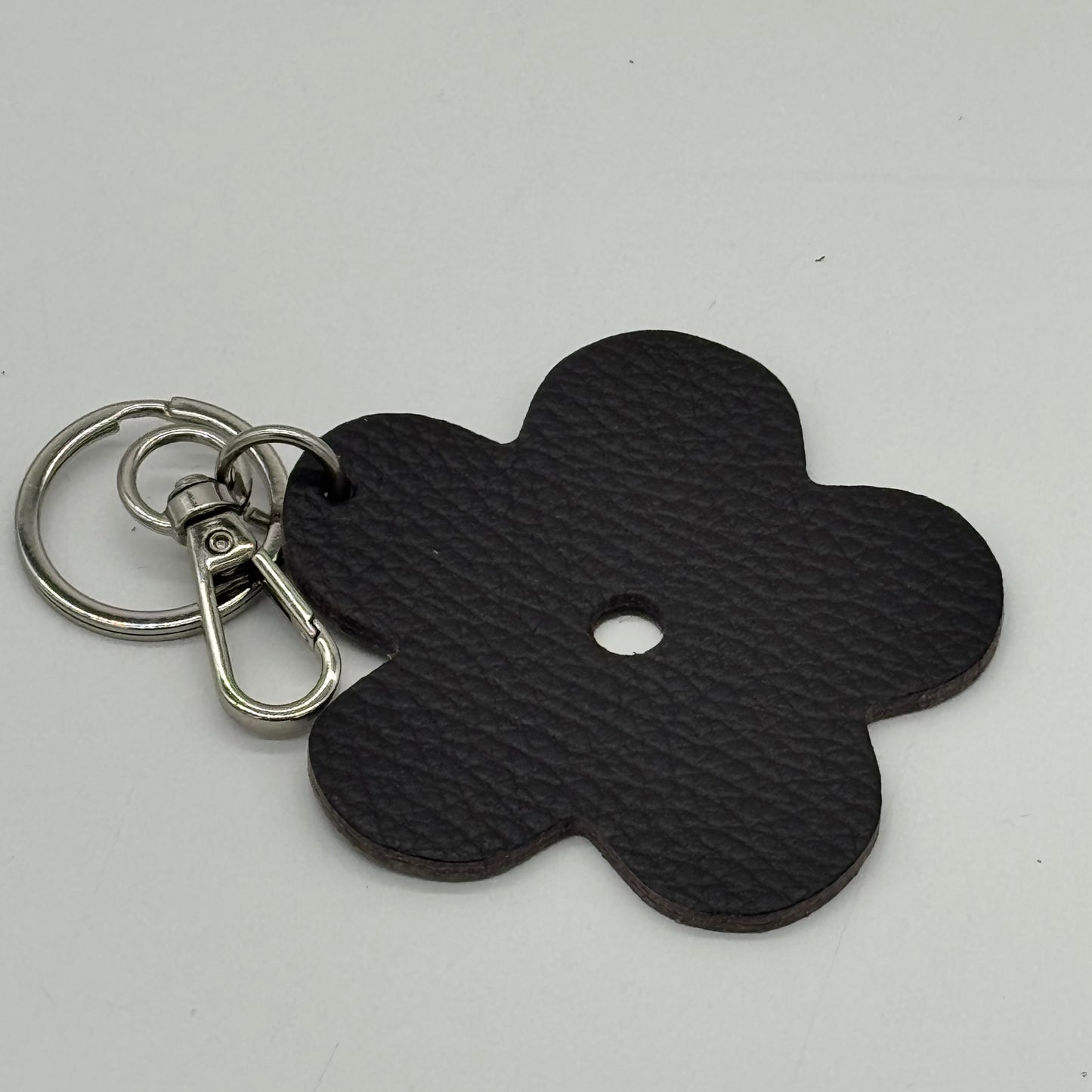 Leather Flower Bag Charm Keyring