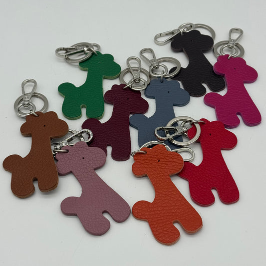 Leather Giraffe Bag Charm Keyring
