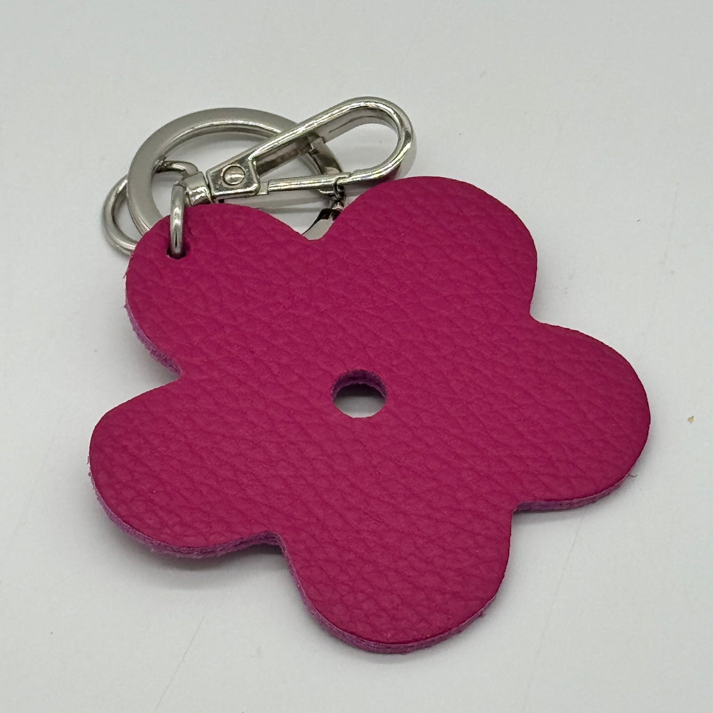 Leather Flower Bag Charm Keyring