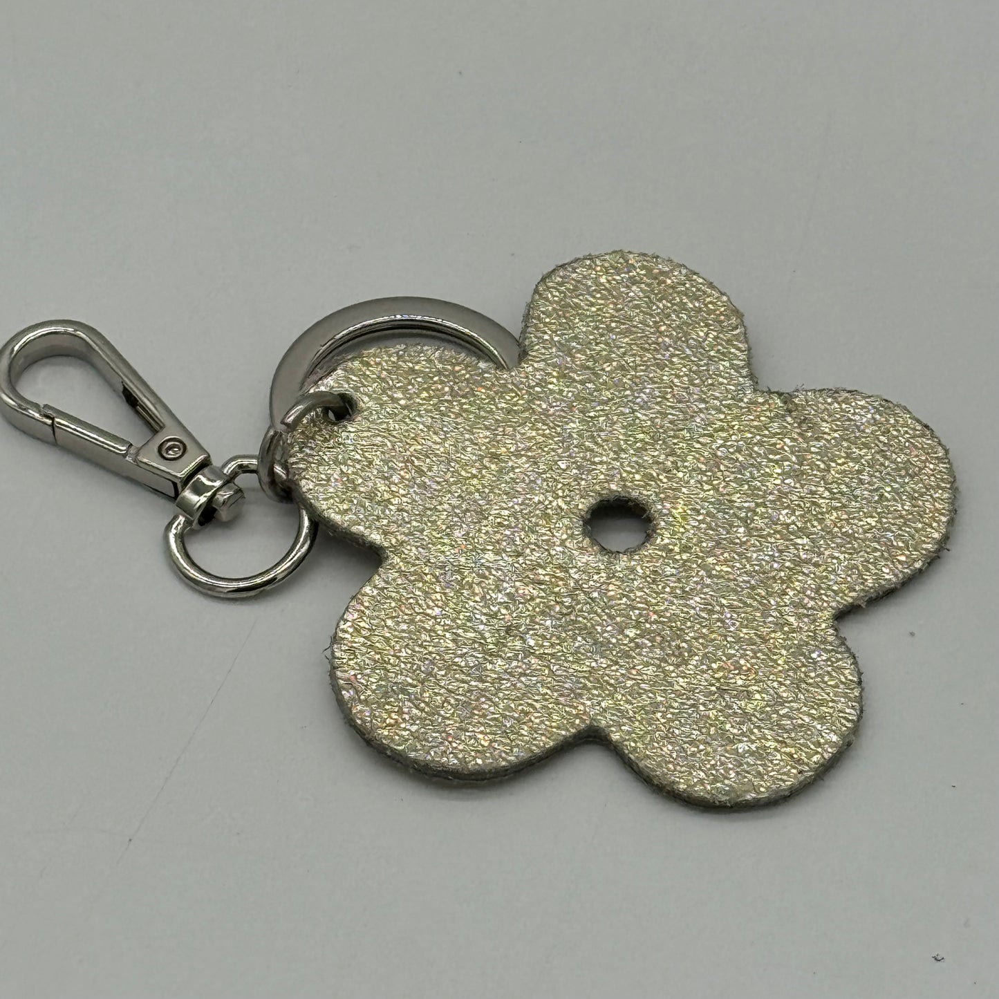 Leather Flower Bag Charm Keyring