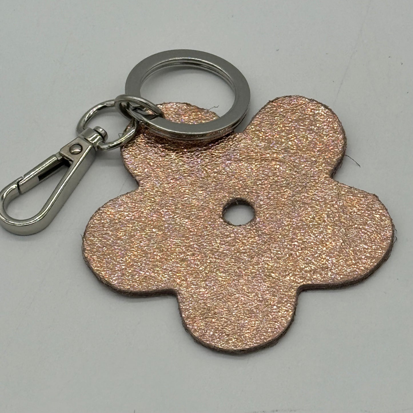 Leather Flower Bag Charm Keyring