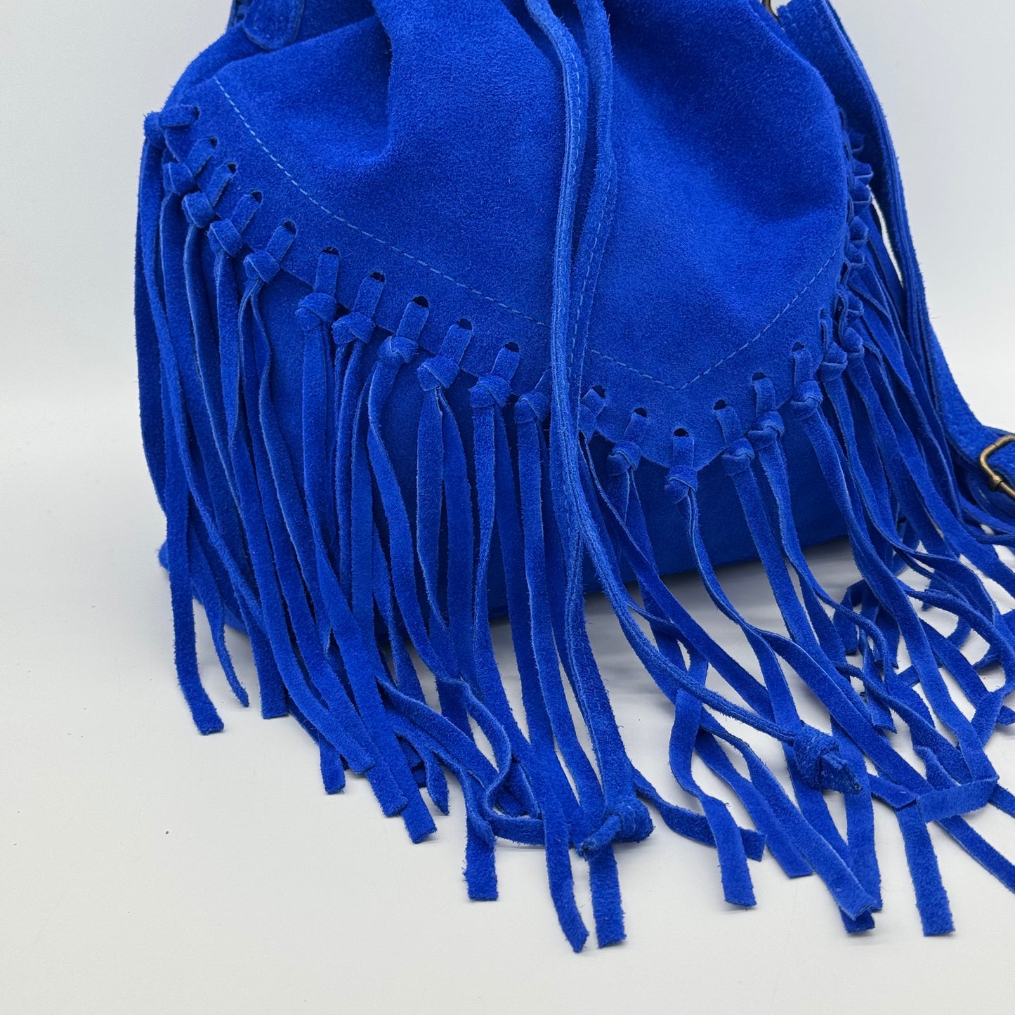 Suede Fringing Duffle Crossbody Bag