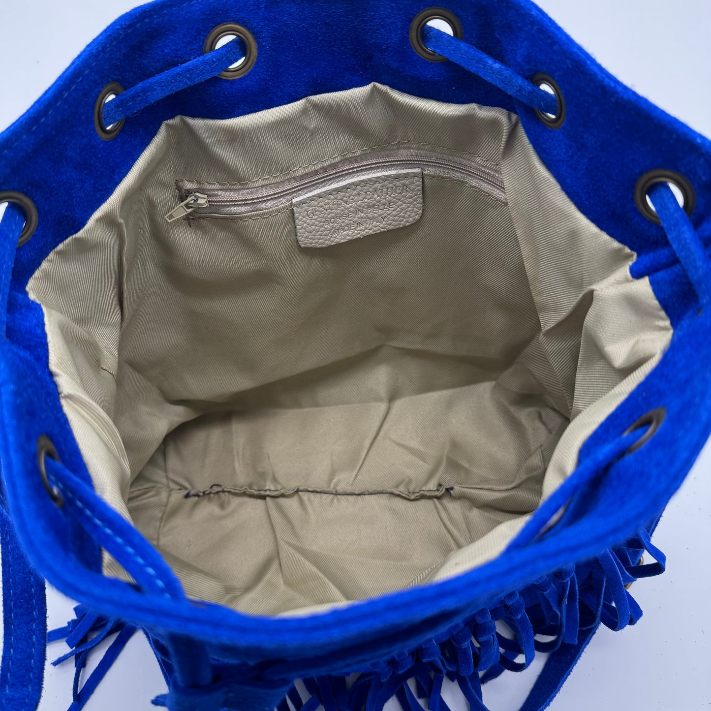 Suede Fringing Duffle Crossbody Bag