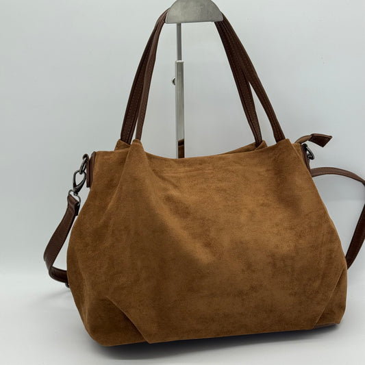 Faux Suede Slouch Shoulder Bag