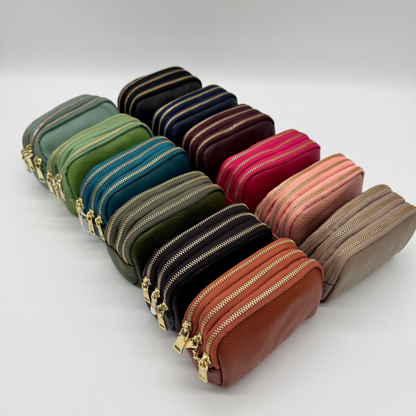 Leather Triple Zip Purse