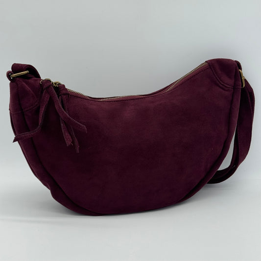 Faux Suede Half Moon Bag