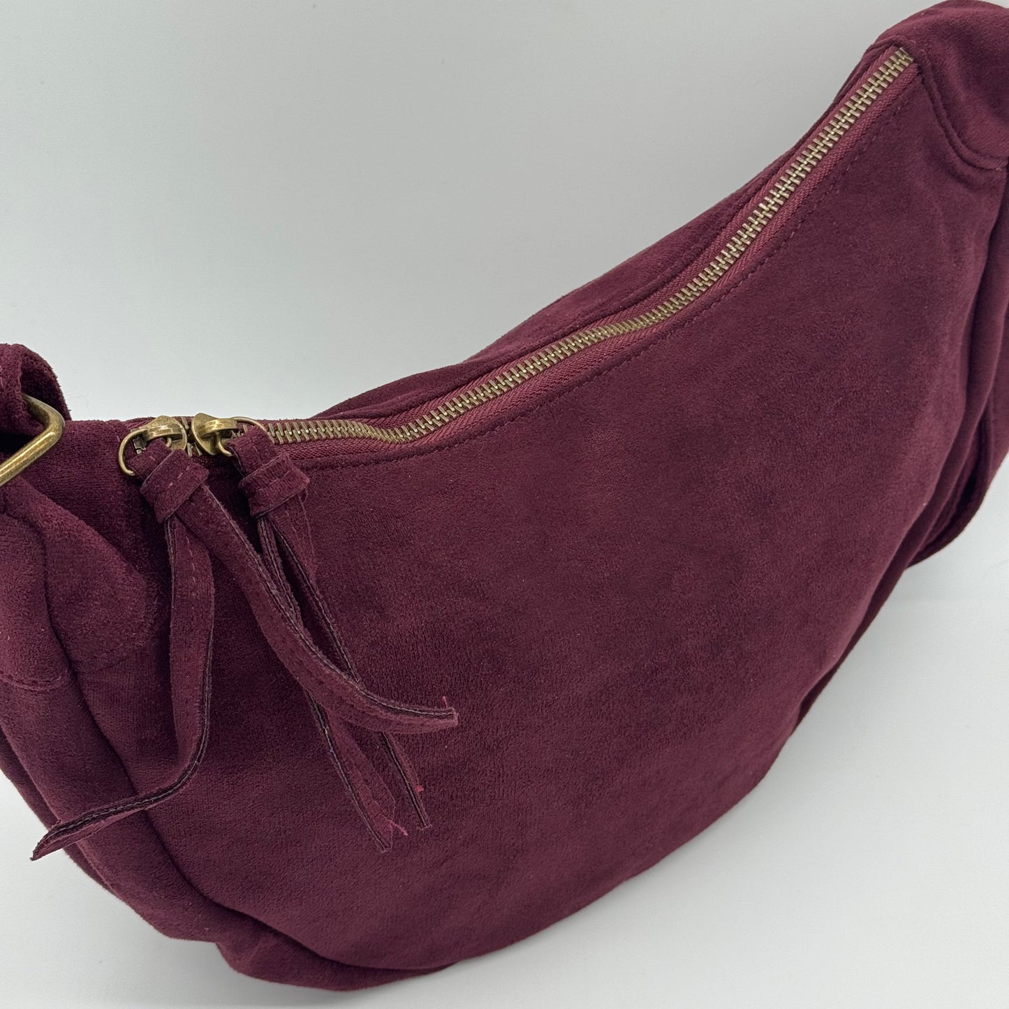 Faux Suede Half Moon Bag