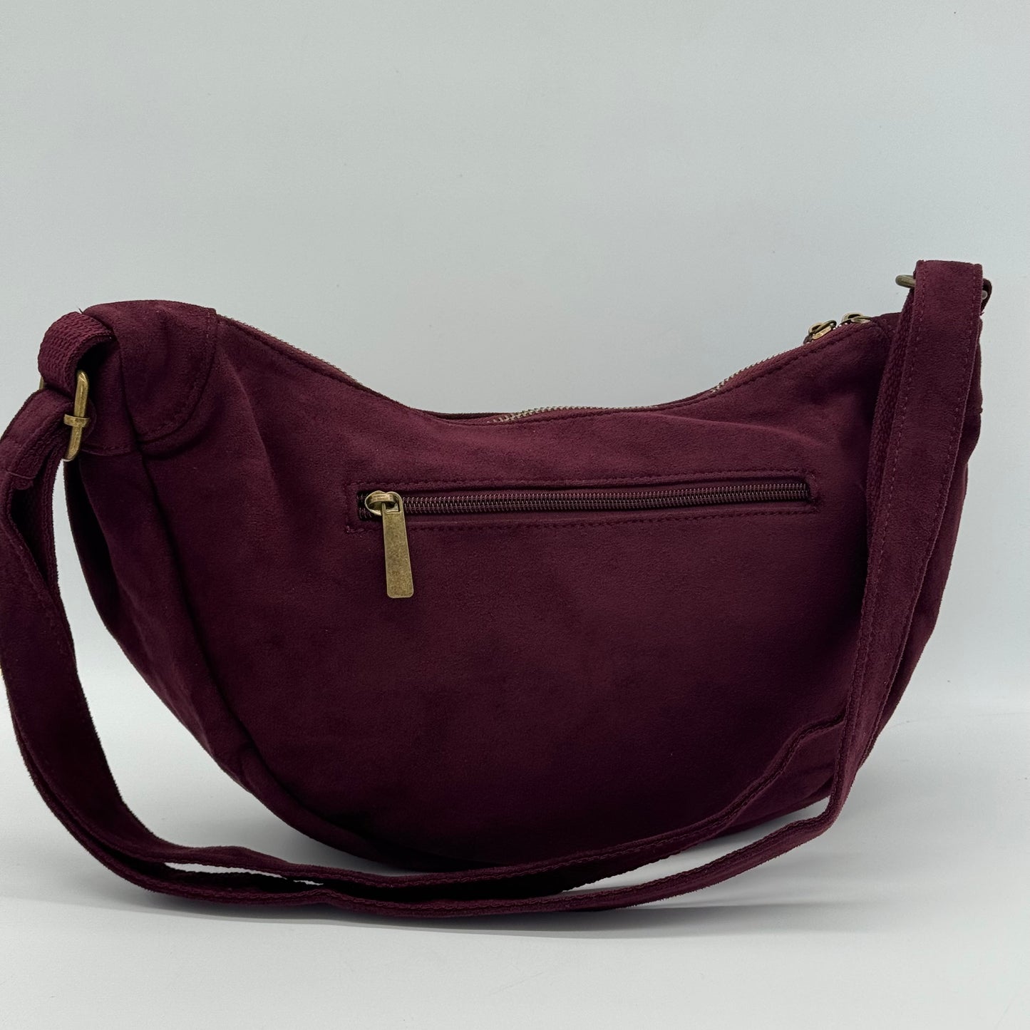 Faux Suede Half Moon Bag