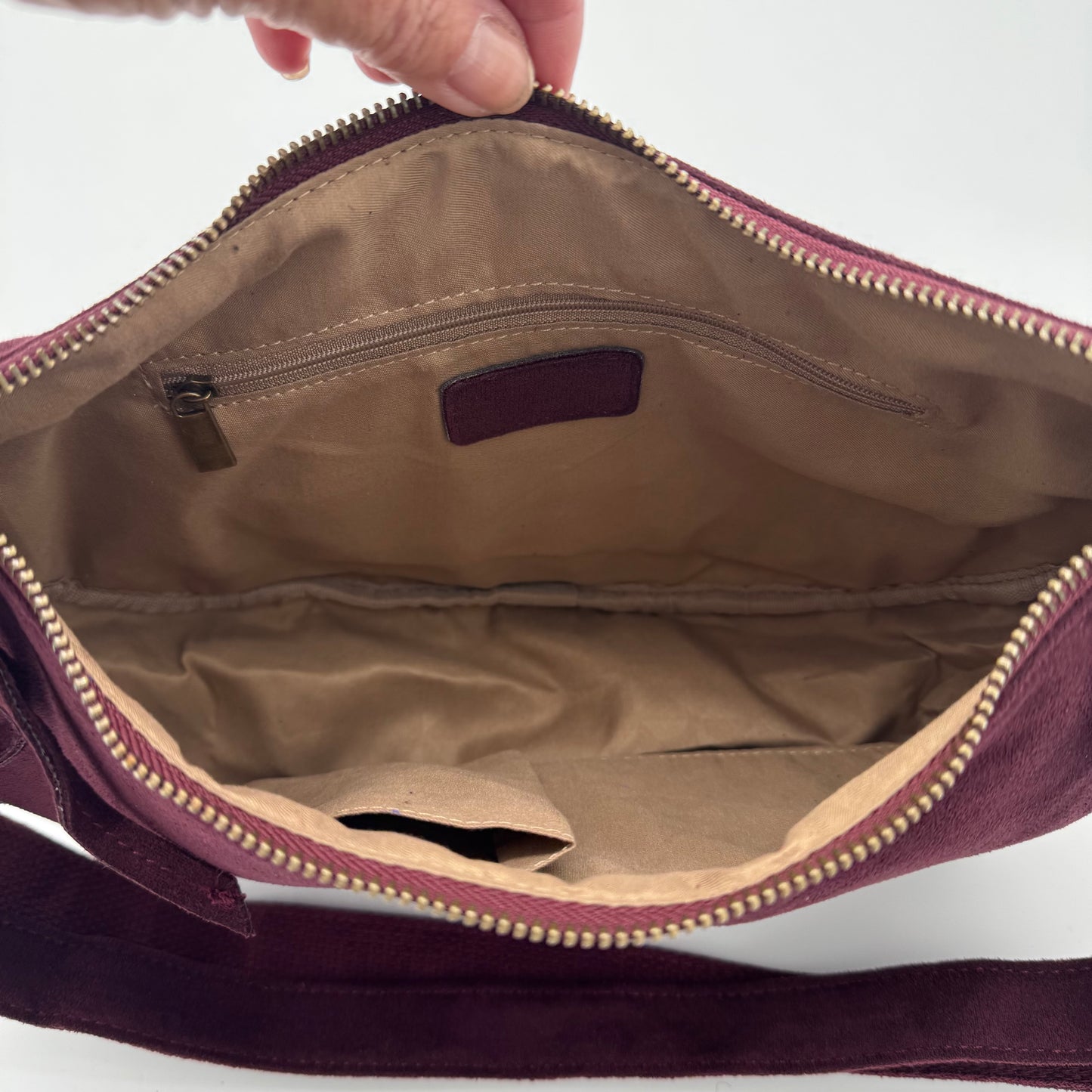 Faux Suede Half Moon Bag