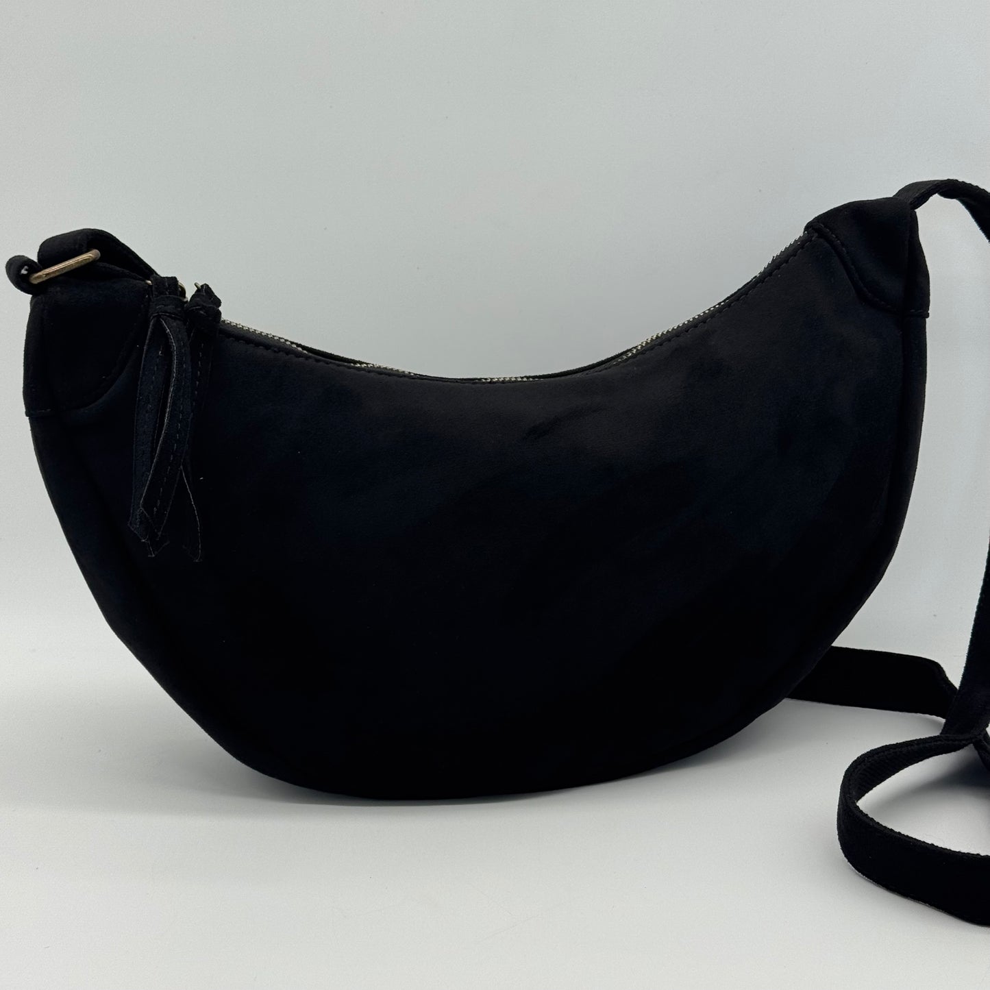 Faux Suede Half Moon Bag