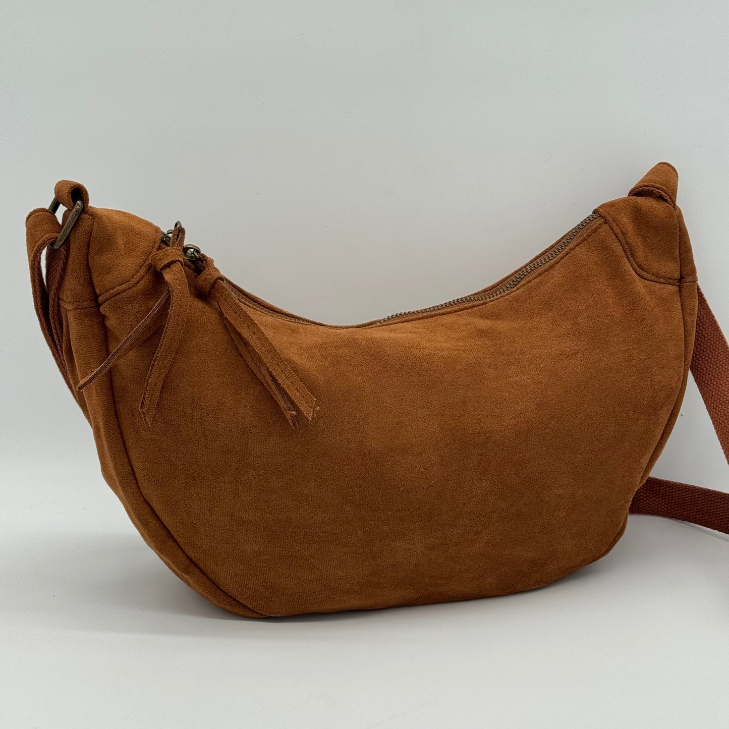 Faux Suede Half Moon Bag