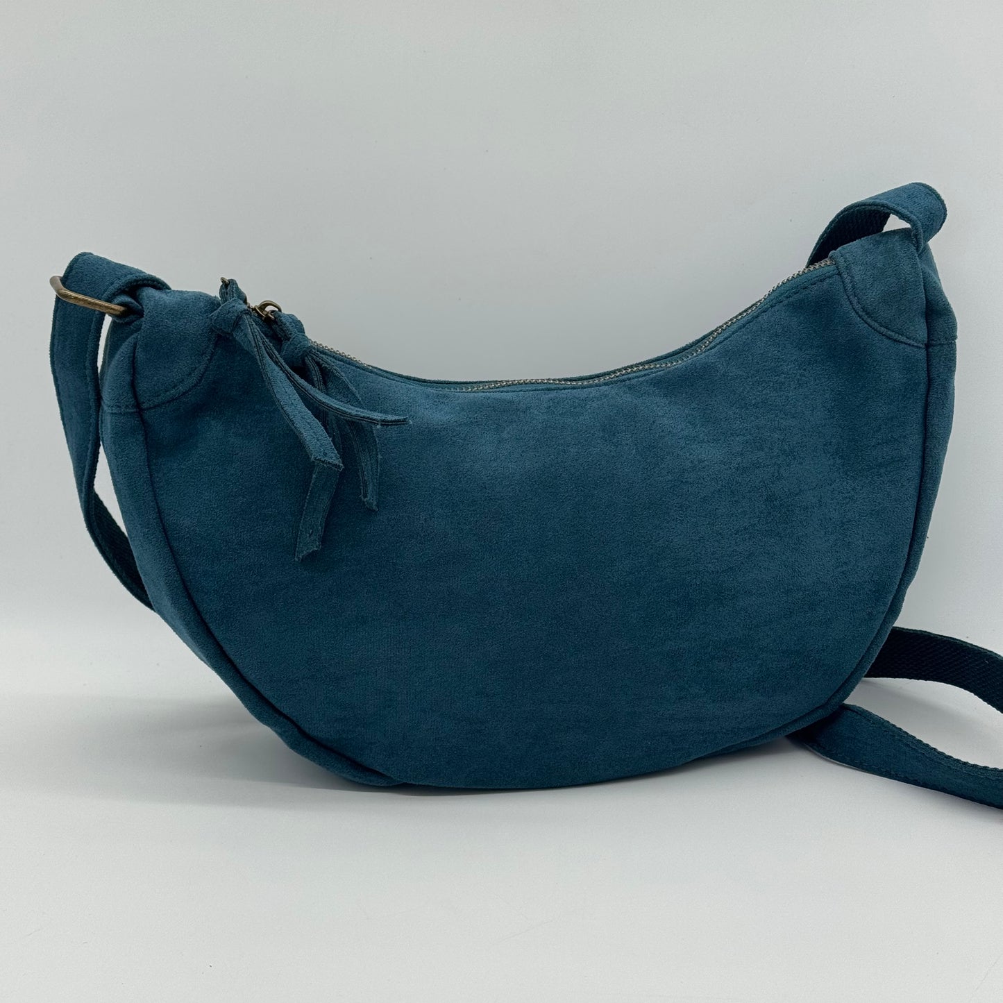 Faux Suede Half Moon Bag