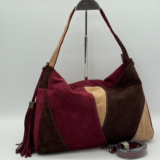 Faux Suede Patchwork Shoulder Bag